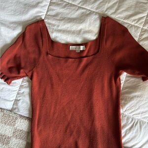 LOFT Rust Square Neck Top
